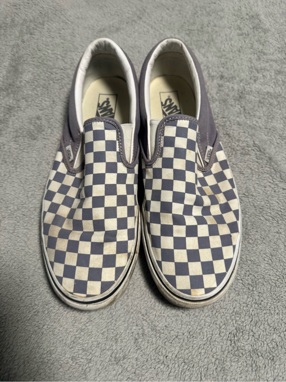 Vans Men’s Slip-On Checkerboard Sneakers - Gray and White
